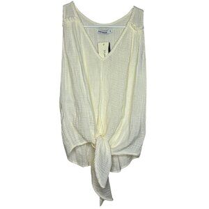 Red Haute Ivory Tank | Crepe Flowy with Tie Sleeveless Top | Evereve NWT Medium